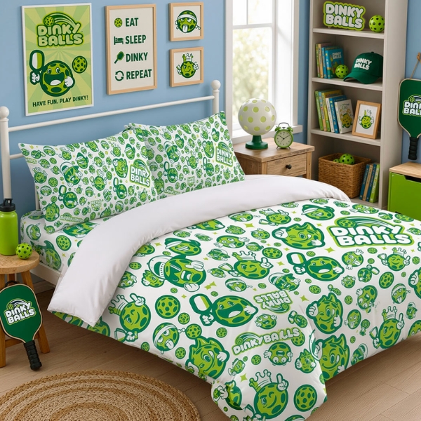 Concept: DinkyBalls bedding and wall art in a bedroom