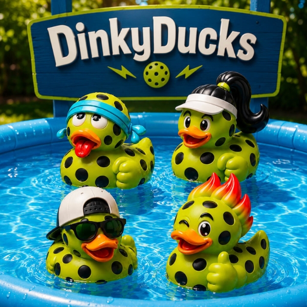 Concept: DinkyBalls rubber ducks in a pool